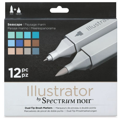 Spectrum Noir Illustrator Markers - Front of package of Set of 12 Seascape Colors