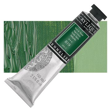 Open in modal - Sennelier Extra-Fine Artist Acrylique - Sap Green, 60 ml tube and swatch