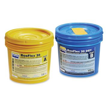 Open in modal - Smooth-On Reoflex 30 Urethane - Part A and Part B Gallon Tubs of Urethane compounds shown