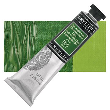 Open in modal - Sennelier Extra-Fine Artist Acrylique - Chromium Green Light, 60 ml tube and swatch