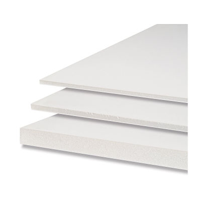 Elmer's White Foam Board - Closeup of corner of 3 different thicknesses of Foam Board stacked