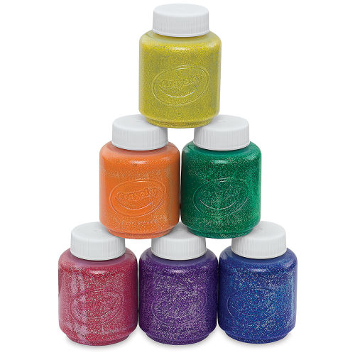 Crayola Washable Kids' Paints - Glitter, Set of 6 Colors, 2 oz jars