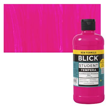Open in modal - Blick Student Tempera Paint - Fluorescent Magenta, 16 oz Bottle and swatch