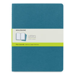 Moleskine Cahier Journals - 9-3/4" x 7-1/2", Blank, Brisk Blue, Pkg of 3