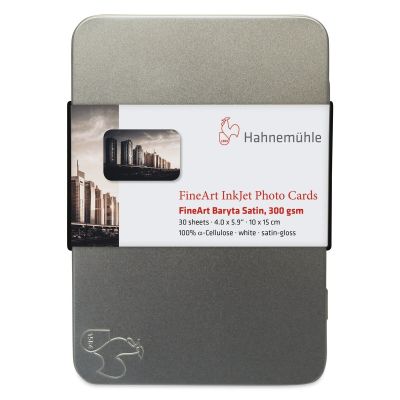 Hahnemühle FineArt Baryta Satin Inkjet Photo Cards - 4" x 6", Pkg of 30 (Front of tin)
