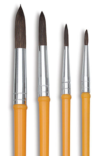 Round Fitch Touch Up Brush Fine Camel Hair Paint Brush 6 Pack