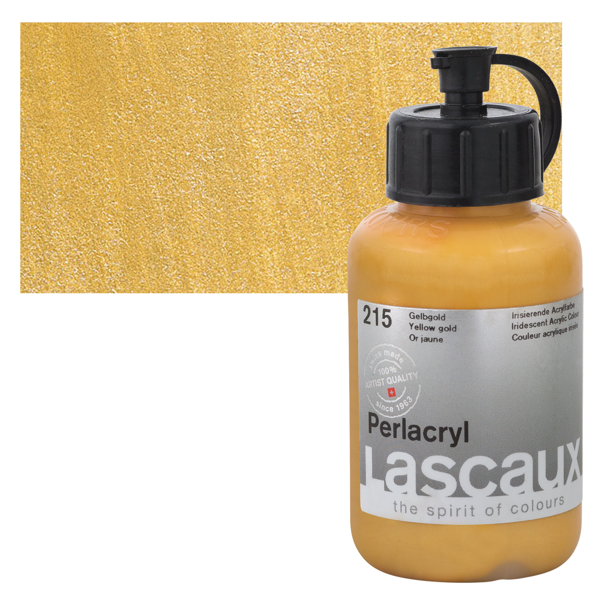 Lascaux Perlacryl Iridescent Acrylics - Yellow Gold, 85 ml bottle