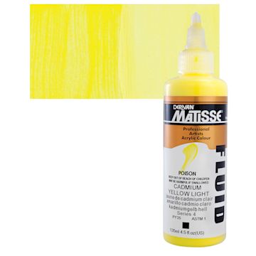 Open in modal - Matisse Fluid Acrylic - Cadmium Yellow Light, 135 ml bottle and swatch