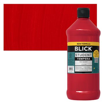 Open in modal - Blick Student Tempera Paint - Red, 32 oz bottle and swatch