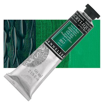 Open in modal - Sennelier Extra-Fine Artist Acrylique - Phthalo Green (Yellow Shade), 60 ml tube and swatch