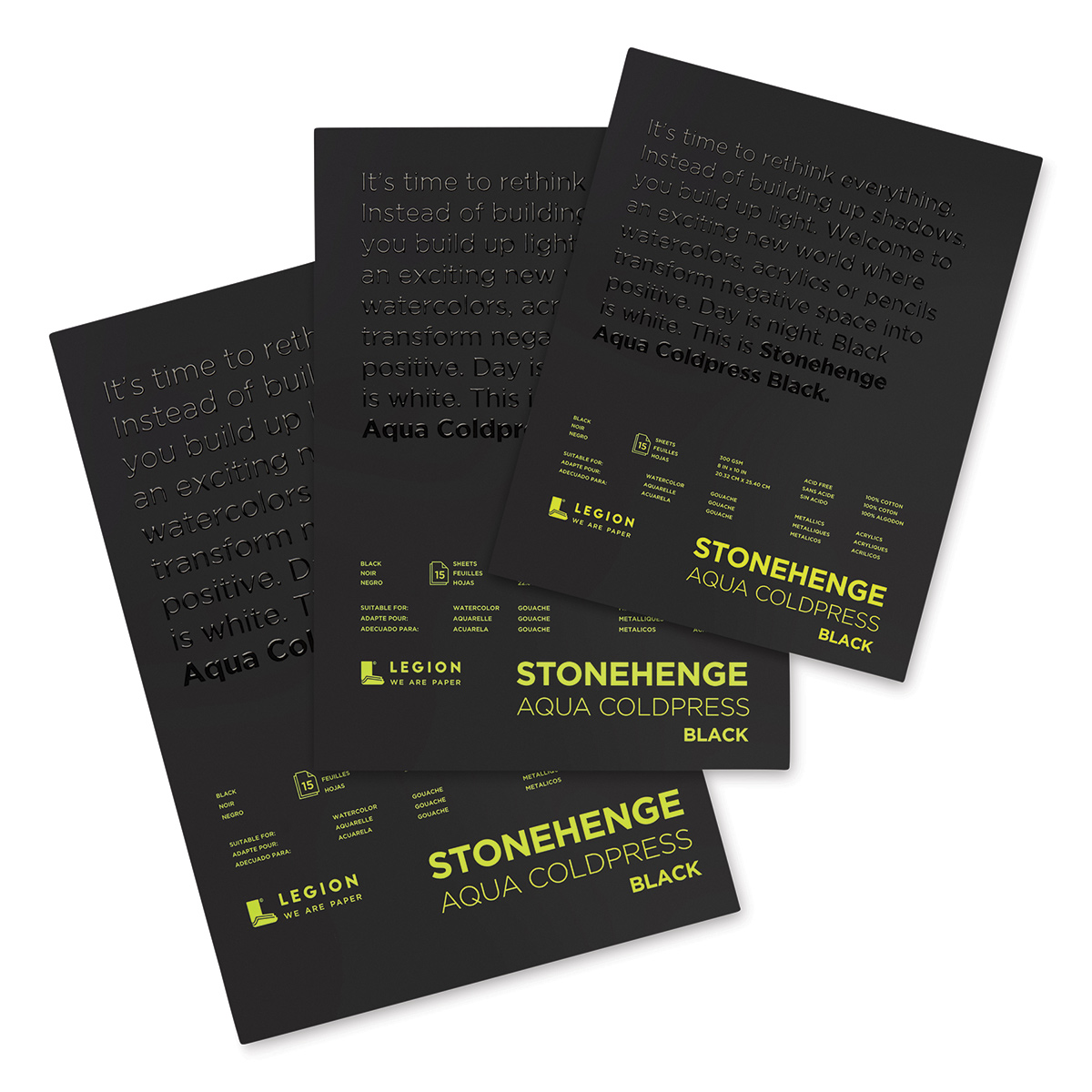 Legion Stonehenge Black Aqua Watercolor Pads-100% Cotton 300gsm - Sitaram  Stationers