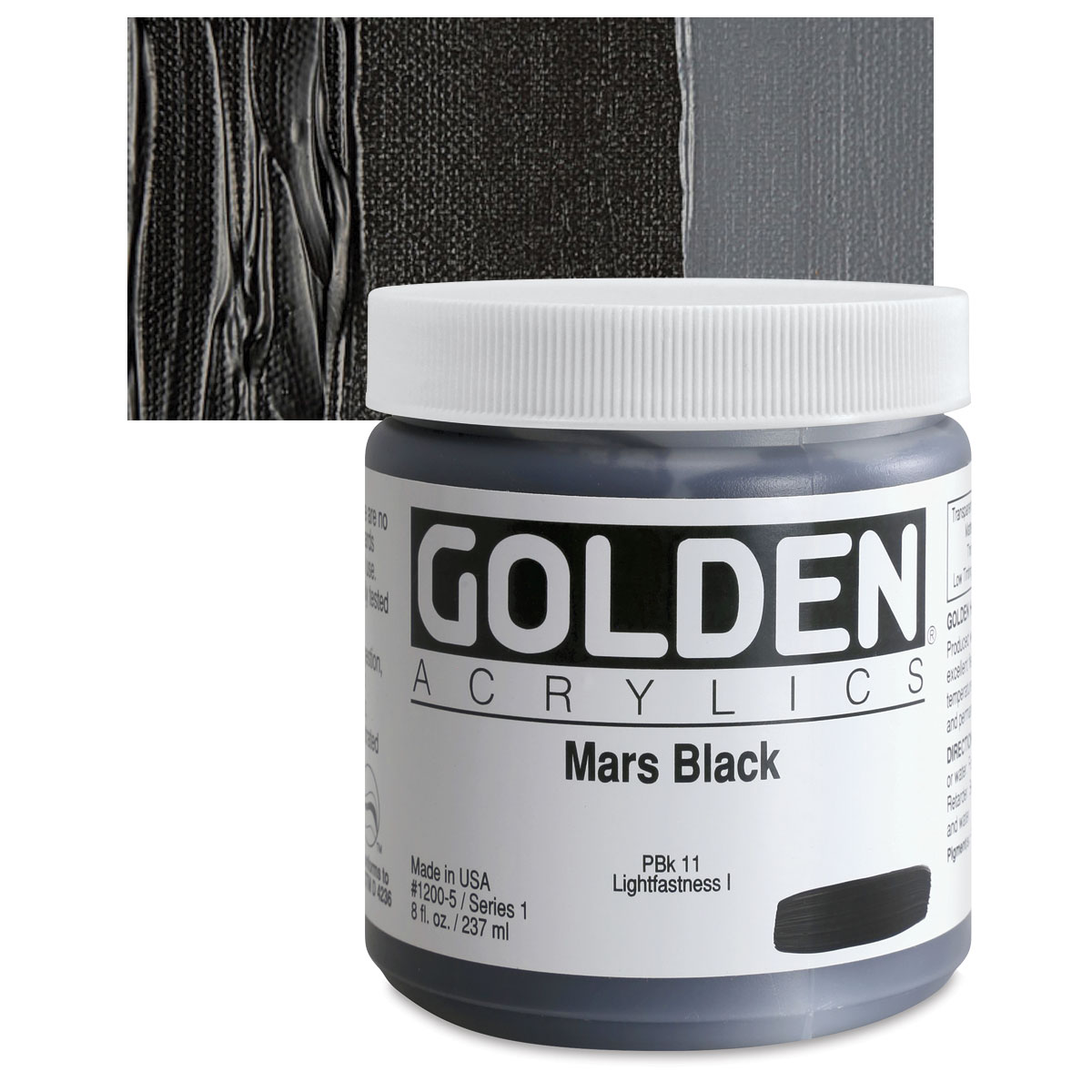 Golden Heavy Body Acrylics Mars Black 8 oz jar