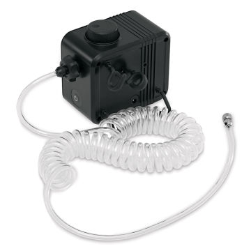 Sparmax Beetle Airbrush Compressor - Angled view of Compressor with Air Hose
