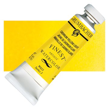 Open in modal - Grumbacher Finest Artists' Watercolor - Cadmium Yellow Light, 14 ml tube and swatch