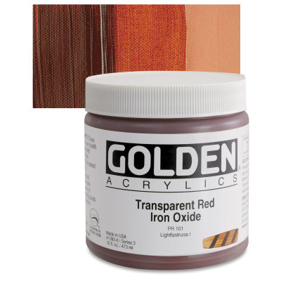 Golden Heavy Body Artist Acrylics - Transparent Red Iron Oxide, 16 oz Jar