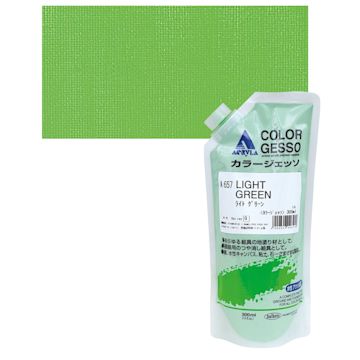 Open in modal - Holbein Acryla Gesso - Light Green, 300 ml pouch and swatch