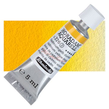 Open in modal - Schmincke Horadam Aquarell Artist Watercolor - Cadmium Yellow Deep, 5 ml tube and swatch