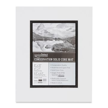 Open in modal - Crescent Select Conservation Solids Pre-Cut Double Mat - Vivid White/Deep Black, 4 ply, 8" x 10"