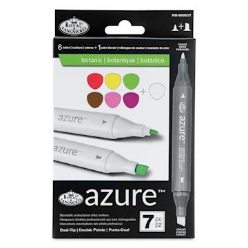 Open in modal - Royal & Langnickel Azure Dual Tip Markers - Set of 7, Botanic Colors, front of the packaging