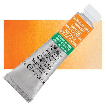 Open in modal - Winsor & Newton Professional Watercolor - Cadmium-Free Orange, 5 ml tube and swatch