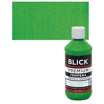 Open in modal - Blick Premium Grade Tempera - Emerald Green, 8 oz bottle and swatch