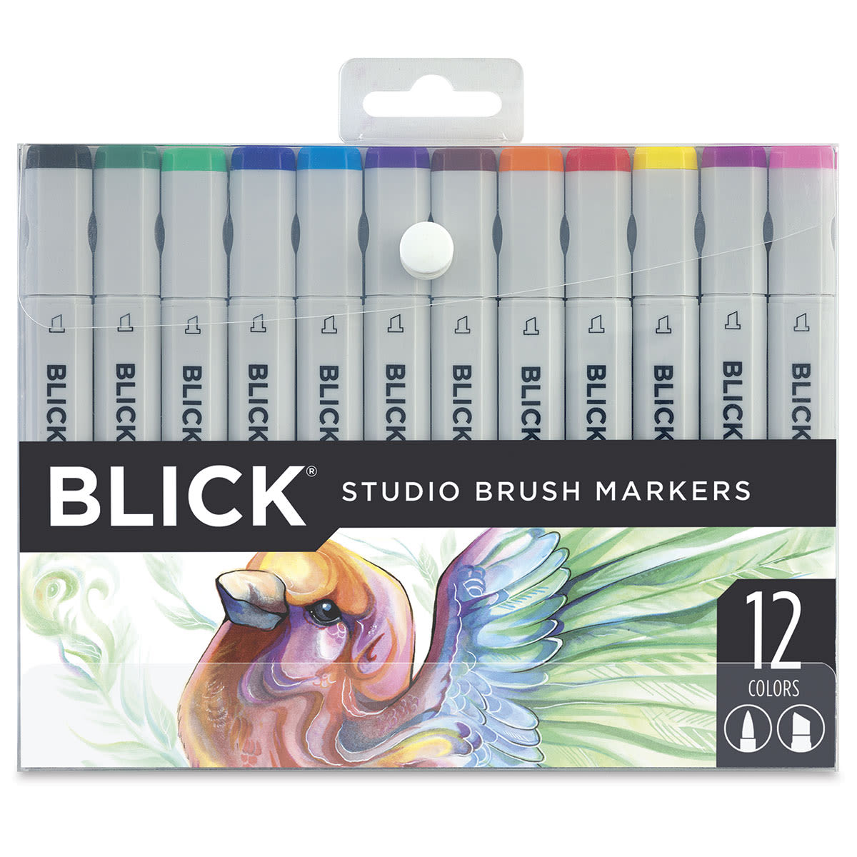 Blick Studio Brush Markers - Assorted Colors, Set of 12 - front of packaging