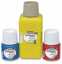 Pebeo Setacolor Fabric Paints (blue, yellow and red bottles)