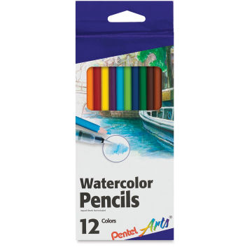 Pentel Arts Watercolor Colored Pencils - Front of package of 12 shown