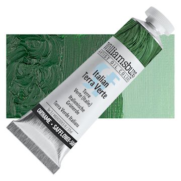 Open in modal - Williamsburg Handmade Safflower Oil Color - Italian Terra Verte, 37 ml tube and swatch