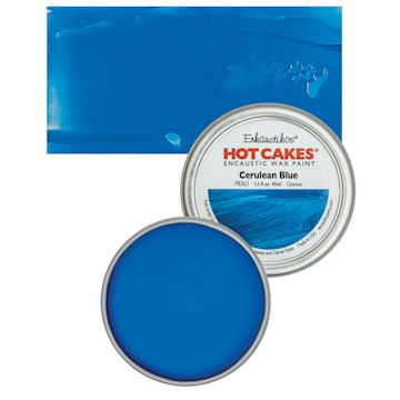 Open in modal - Enkaustikos Hot Cakes Encaustic Wax Paint - Cerulean Blue, 45 ml tin and swatch
