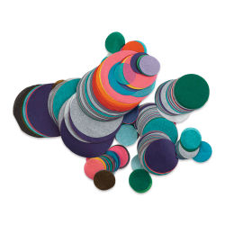 Spectra Bleeding Art Tissue Shapes - Assorted sizes and colors of Tissue circles shown