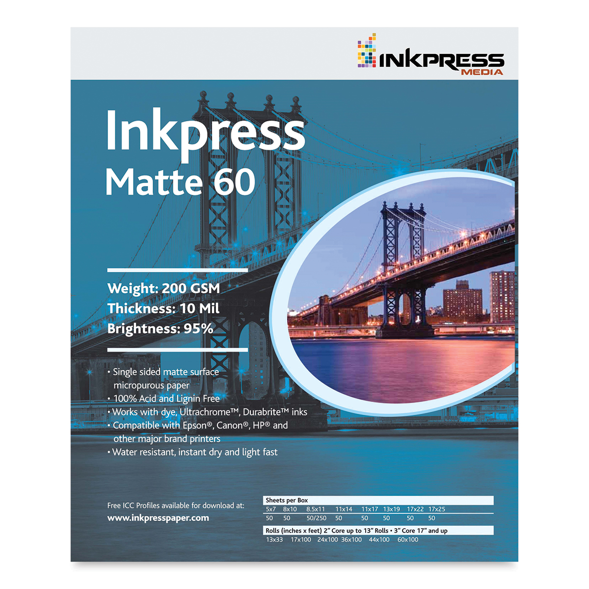 Inkpress Inkjet Papers - 13" X 19", Matte 60, 50 Sheets | BLICK Art ...