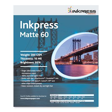 Open in modal - Inkpress - Inkjet Papers, 13" x 19", Matte 60, 50 Sheets