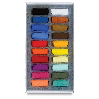 Sennelier Soft Pastels - Set of 20, Assorted Colors, Half Sticks (box open to show contents)