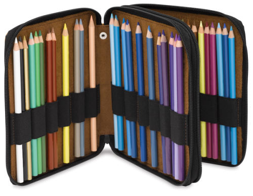 Global Art Genuine Leather Pencil Case, 72-Pencil Capacity, Brown