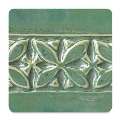 Amaco Potter's Choice Glaze - Gallon, Emerald Falls. Color sample of green light-dark color contrast.