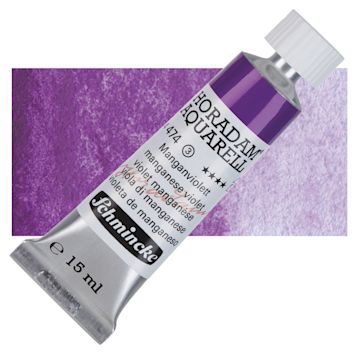 Open in modal - Schmincke Horadam Aquarell Artist Watercolor - Manganese Violet, 15 ml tube and swatch