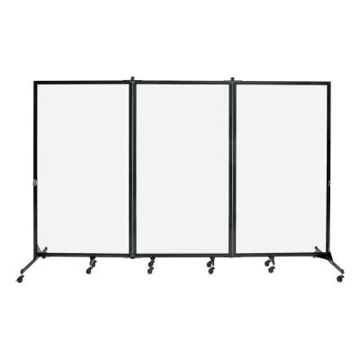 Screenflex Clear Room Dividers - 3 Panels, 74" H x 10 ft W