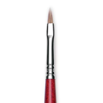 Open in modal - Escoda Opera Takatsu Synthetic Brush - Filbert, Long Handle, Size 4 (Close-up of brush)