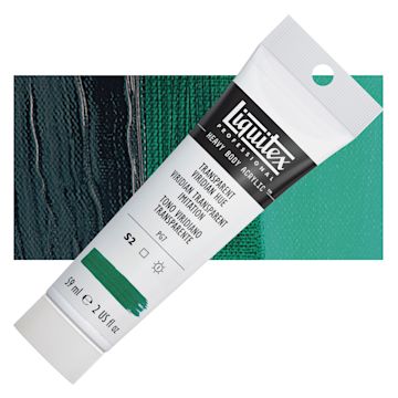 Open in modal - Liquitex Heavy Body Artist Acrylic - Transparent Viridian Hue, 2 oz Tube and swatch