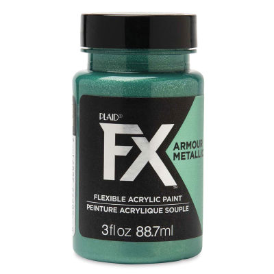 Plaid FX Armour Metallic Paint - Front of 3 oz Emerald bottle
