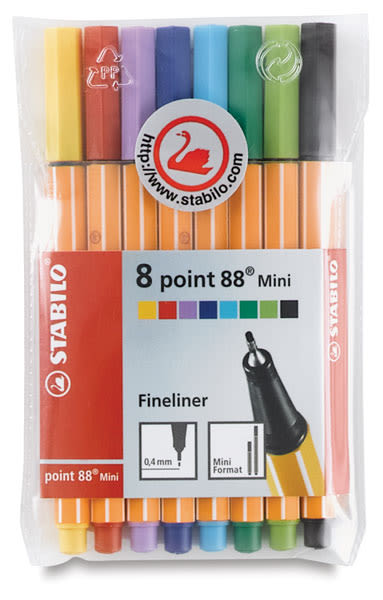 Stabilo Point 88 Mini Pens - Front of package of 8 shown