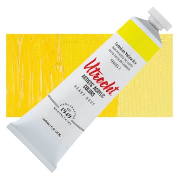 Open in modal - Utrecht Artists' Acrylic Paint - Cadmium Yellow Hue, 2 oz tube and swatch