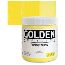 Golden Heavy Body Artist Acrylics - Primary Yellow, 8 oz Jar