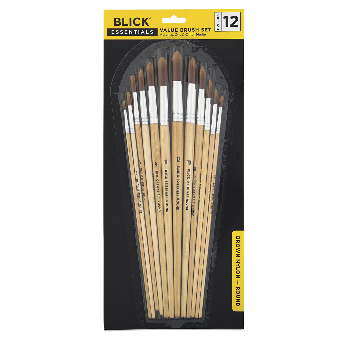 Blick Essentials Value Brush Set - Round Brushes, Brown Nylon, Set of 12