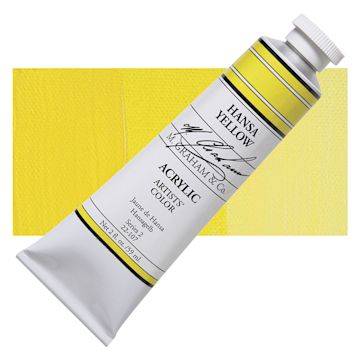 Open in modal - M. Graham Artists' Acrylic - Hansa Yellow, 2 oz tube and swatch