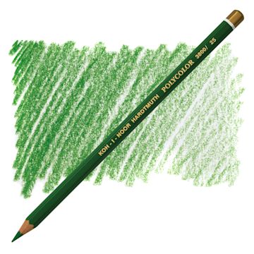 Open in modal - Koh-I-Noor Polycolor Dry Color Drawing Pencil - Grass Green 25, swatch and pencil
