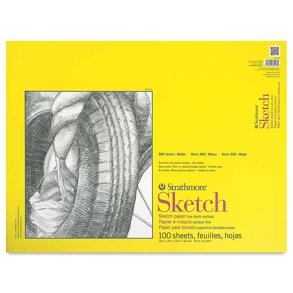 Strathmore 300 Series Sketch Glue Bound Pad 18x24 100 Sheets