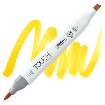 Open in modal - ShinHan Touch Twin Brush Marker - Golden Yellow Y222 marker and swatch