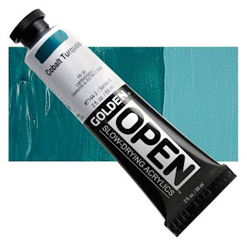 Open in modal - Golden Open Acrylic - Cobalt Turquois, 2 oz Tube and swatch